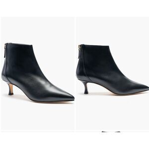 New $425 Bruno Magli Francesca Pointed Toe Kitten Heel Bootie Black Leather 41.5